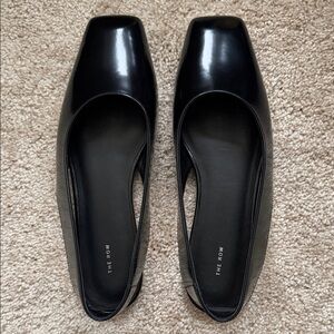 The Row Black Leather Flats